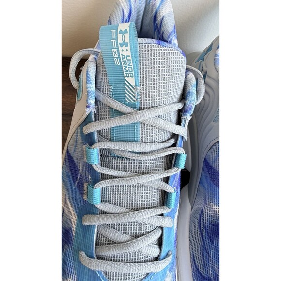 UNDER ARMOUR MEN\'S 14 FLOW FUTR X 2 BLUE GRAY BASKETBALL SHOES NWOB 3027166-100 main image 4